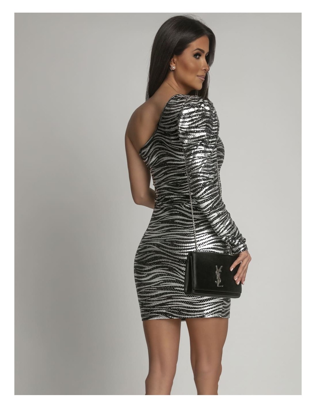 Extravagant black and silver zebra dress 6854 - Online store - Boutique